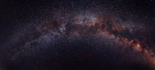 Starry Sky Milky Way Panorama. Abstract Natural Background