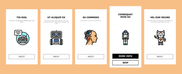 Sticker - Robot Development And Industry onboarding icons set vector