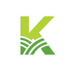 Wall Mural - Letter K Agriculture Logo. Agro Farm Logo Based on Alphabet for Bakery, Bread, Cake, Cafe, Pastry, Home Industries Business Identity