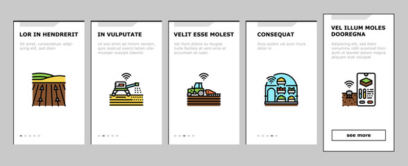 Wall Mural - farm smart agriculture farmer onboarding icons set vector