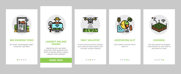 Wall Mural - farm smart agriculture farmer onboarding icons set vector