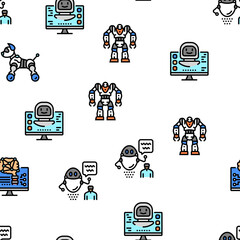 Sticker - Robot Development And Industry vector seamless pattern