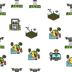 Wall Mural - farm smart agriculture farmer vector seamless pattern