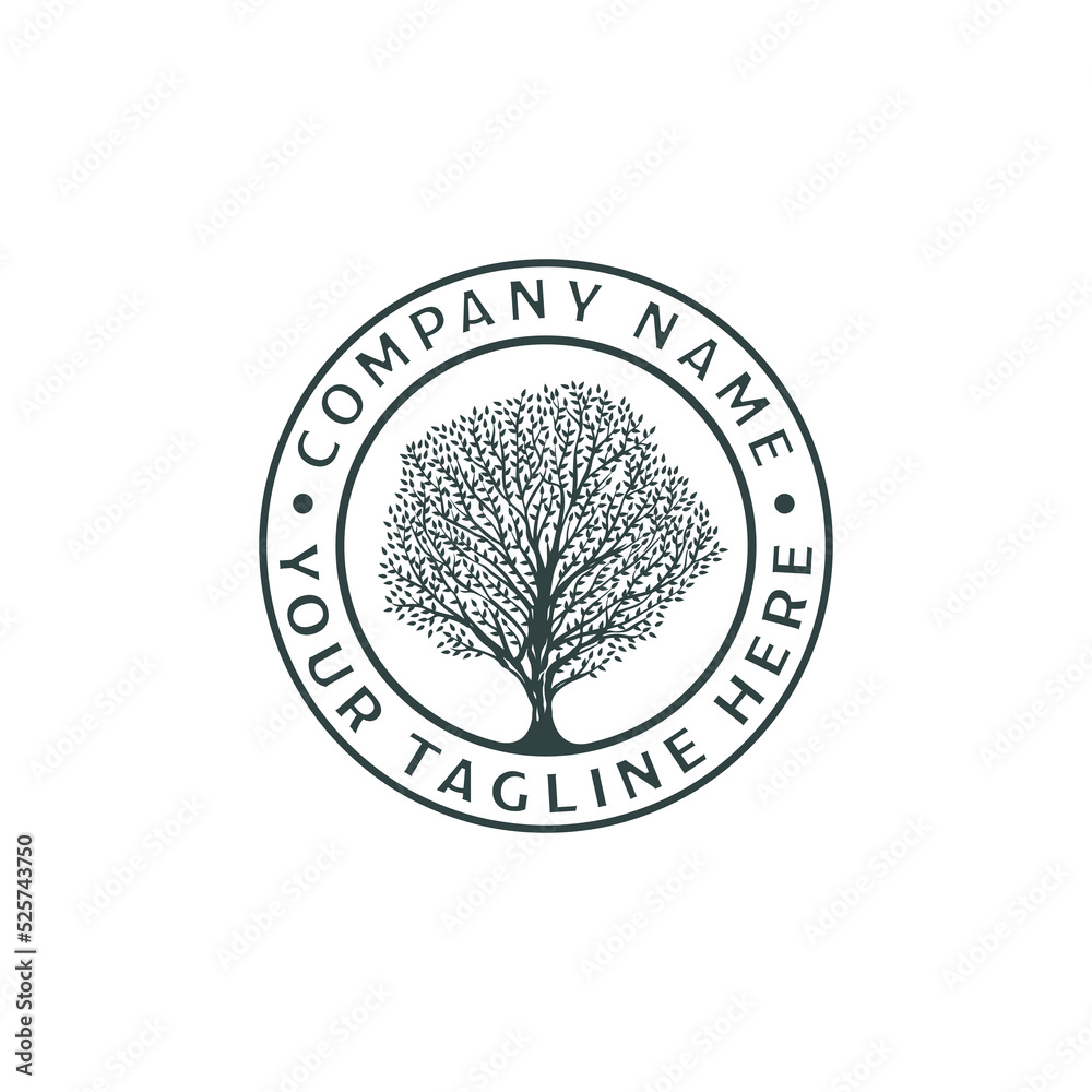Green Tree emblem logo. modern green garden logo design template Stock ...