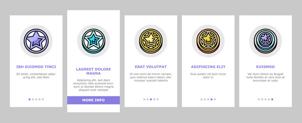 Wall Mural - Game Progress Award And Medal onboarding icons set vector