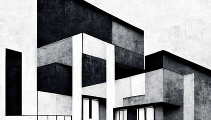 Wall Mural - abstract bauhaus style background. trendy aesthetic bauhaus architecture design. digital art.