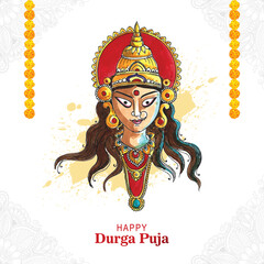 Indian festival goddess durga face holiday celebration card background