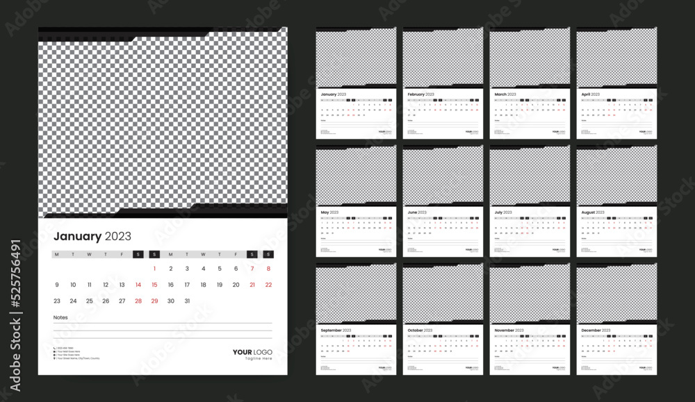 Wall Mural: office - creative - Wall Calendar Template Design for 2023