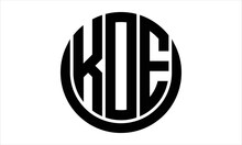 KOE Three Letter Circle Logo Design Vector Template.  Monogram Symbol On Black & White.