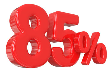 Sale 85 percent number red 3d render