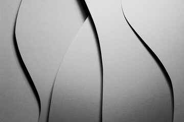 Poster - carbon grey abstract geometric background with soar vertical curved waves pattern in hard light with