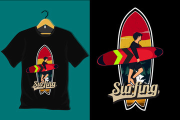 Wall Mural - Surfing Retro Vintage T Shirt Design