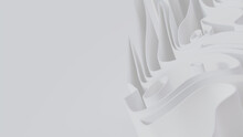 Abstract Background Created From White 3D Undulating Lines. Light 3D Render With Copy-space.  