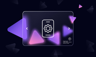 Poster - Phone settings line icon. Gear, control panel, adjust, configuration, device, tune, install, navigation, menu. Technology concept. Glassmorphism style. Vector line icon for Business and Advertising