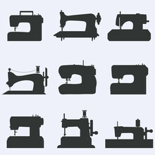 Flat Vector Illustration Of Sew Machine Icon