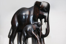 Elephants Mother And Child . Wild Animals Ebony Figurine