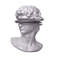 Glitch Art. 3D rendering concept illustration of glitch deformed classical head sculpture.