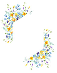 Wildflowers frame. Watercolor clipart