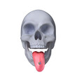 Abstract illustration from 3D rendering of skull sticking its tongue out with LSD acid tab.