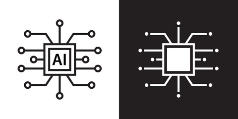 Poster - Artificial intelligence outline style icon design vector. Digital smart mind symbol illustration.	