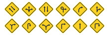 Road Arrow Icon Set. Direction Signs Isolated On White Background. Way Choice Concept. Road Warning Symbols. Vector Illustration.