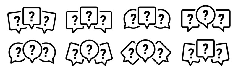 Poster - question mark with speech bubbles. set of message boxes. help symbol. chat icon. faq sign isolated o