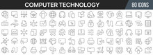 Computer Technology Line Icons Collection. Big UI Icon Set In A Flat Design. Thin Outline Icons Pack. Vector Illustration EPS10