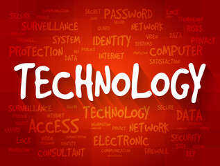 Poster - technology word cloud collage, business concept background
