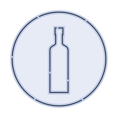 Wall Mural - Illustration of bottle of vodka in flat style in form of thin lines. In the form of background is circle of color drinks. Isolated object design beverage. Simple icon for restaurant, pub, party