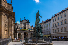 Charles IV Statue View In Prague City