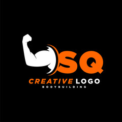 SQ initial monogram for fitnes or gym logo with creative style design