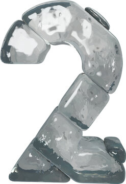 Symbols made of gray ice. number 2