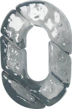 Symbols made of gray ice. number 0