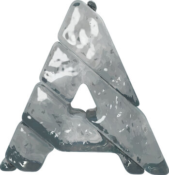 Symbols made of gray ice. letter a