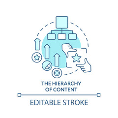Fototapete - Hierarchy of content turquoise concept icon. Website. Mobile first design process abstract idea thin line illustration. Isolated outline drawing. Editable stroke. Arial, Myriad Pro-Bold fonts used