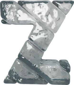 Symbols made of gray ice. letter z