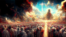 Revelation Of Jesus Christ, New Testament, Religion Of Christianity, Heaven And Hell Over The Crowd Of People, Jerusalem Of The Bible