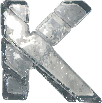 Symbols made of gray ice. letter k