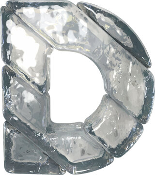 Symbols made of gray ice. letter d