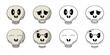 © Nat - A large set of monochrome and color icons, Funny cute skulls for the holiday, vector cartoon