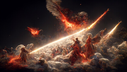 Wall Mural - battle of heaven and hell in space