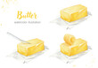 © ZubiZub - A set of butter. Watercolor hand-drawn illustration highlighted on a white background. Ideal for illustrations in books and magazines, culinary blog, textiles
