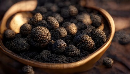 3D Illustration of Black pepper on the bowl for ingredients