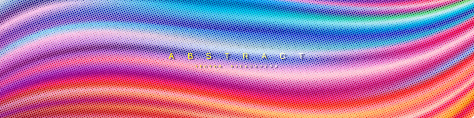 Poster - Abstract colorful wavy vector background with halftone dots.