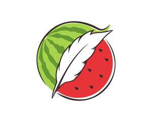 Sticker - Watermelon with feather shape inside