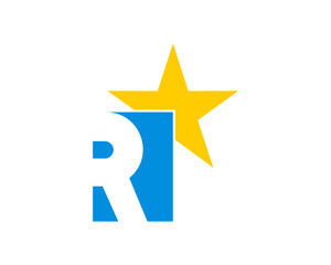 Wall Mural - R letter initial with star shape on the top