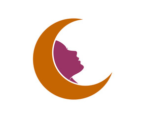 Wall Mural - Moon with face shape on it