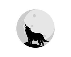 Sticker - Moon with wolf silhouette inside