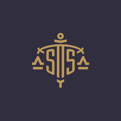 Monogram SS logo for legal firm with geometric scale and sword style