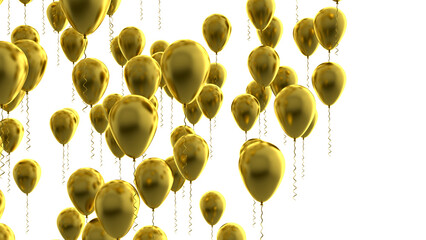 Canvas Print - Golden balloons flying. Celebration background